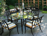 Sunken bluestone patio and ornamental privacy screen