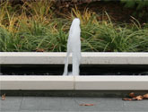 Fountain complements and International Style home's architecture
